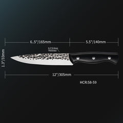 Meteorite Reindeer 7'' Utility Knife - Outdoor Camp Chef's Knife for Picnic Prep & Camp Cooking|Japanese-Style High-Carbon Steel Blade & Weather-Grip Handle