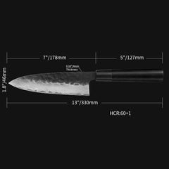 Kajiya Keikoku 7'' Deba - Professional Japanese Kitchen Knife for Fish Deboning & Heavy-Duty Butchering with 67-Layer Damascus VG10 Steel blade & Natural Wooden Handle (Ebony)