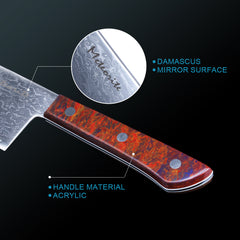 Meteorite PaintedBunting 7" Nakiri Knife - Japanese Vegetable Chef Blade for Perfect Chopping & Slicing, 67-Layer Damascus Steel with Lightweight Acrylic Handle