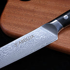 Abellia Libra Professional 9inch Carving Knife Damascus Steel VG10 Meat Slicing Knives with Black G10 Handle