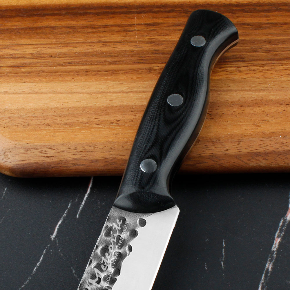 Meteorite Reindeer 7'' Utility Knife - Outdoor Camp Chef's Knife for Picnic Prep & Camp Cooking｜Japanese-Style High-Carbon Steel Blade & Weather-Grip Handle