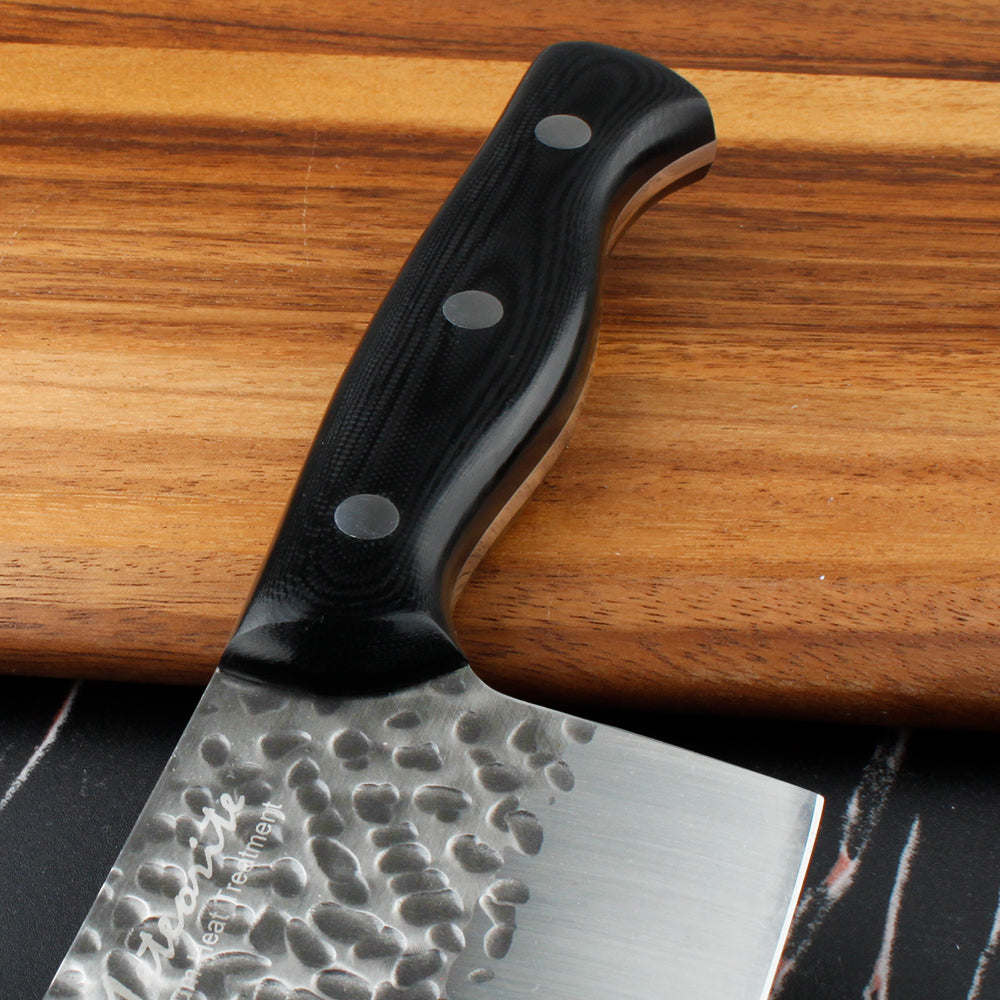 Meteorite Reindeer 7'' Cleaver - Heavy-Duty Camp Knife for Whole Chicken Butchering & Wood Splitting｜4.5mm High-Carbon Stainless Steel Blade & Storm-Grip Handle