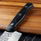 Meteorite Reindeer 8'' Santoku Knife - Outdoor Camp Kitchen Knife for Picnic Food Prep & Bushcraft｜Japanese-Style High-Carbon Stainless Steel  & Grip-Tech G10 Handle