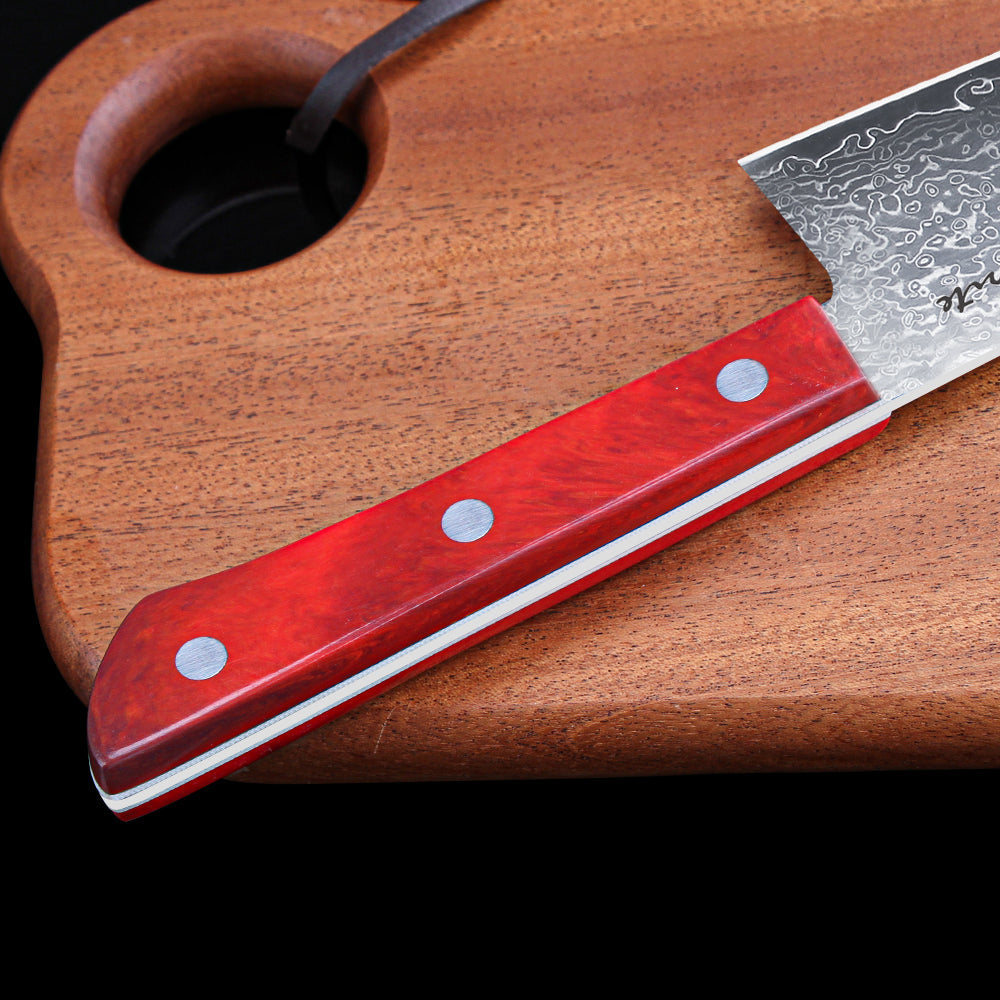 Meteorite PaintedBunting  3pcs Chef & Santoku & Utility Knife Set - Premium Damascus Kitchen Chefs Knife Set - Japanese Style knives Blade in Gift Box