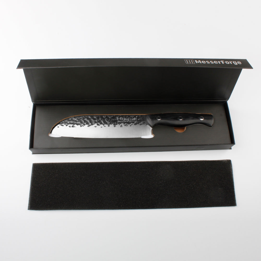 Meteorite Reindeer 8'' Santoku Knife - Outdoor Camp Kitchen Knife for Picnic Food Prep & Bushcraft｜Japanese-Style High-Carbon Stainless Steel  & Grip-Tech G10 Handle