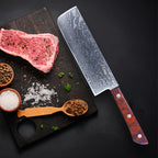 Meteorite PaintedBunting 7" Nakiri Knife - Japanese Vegetable Chef Blade for Perfect Chopping & Slicing, 67-Layer Damascus Steel with Lightweight Acrylic Handle