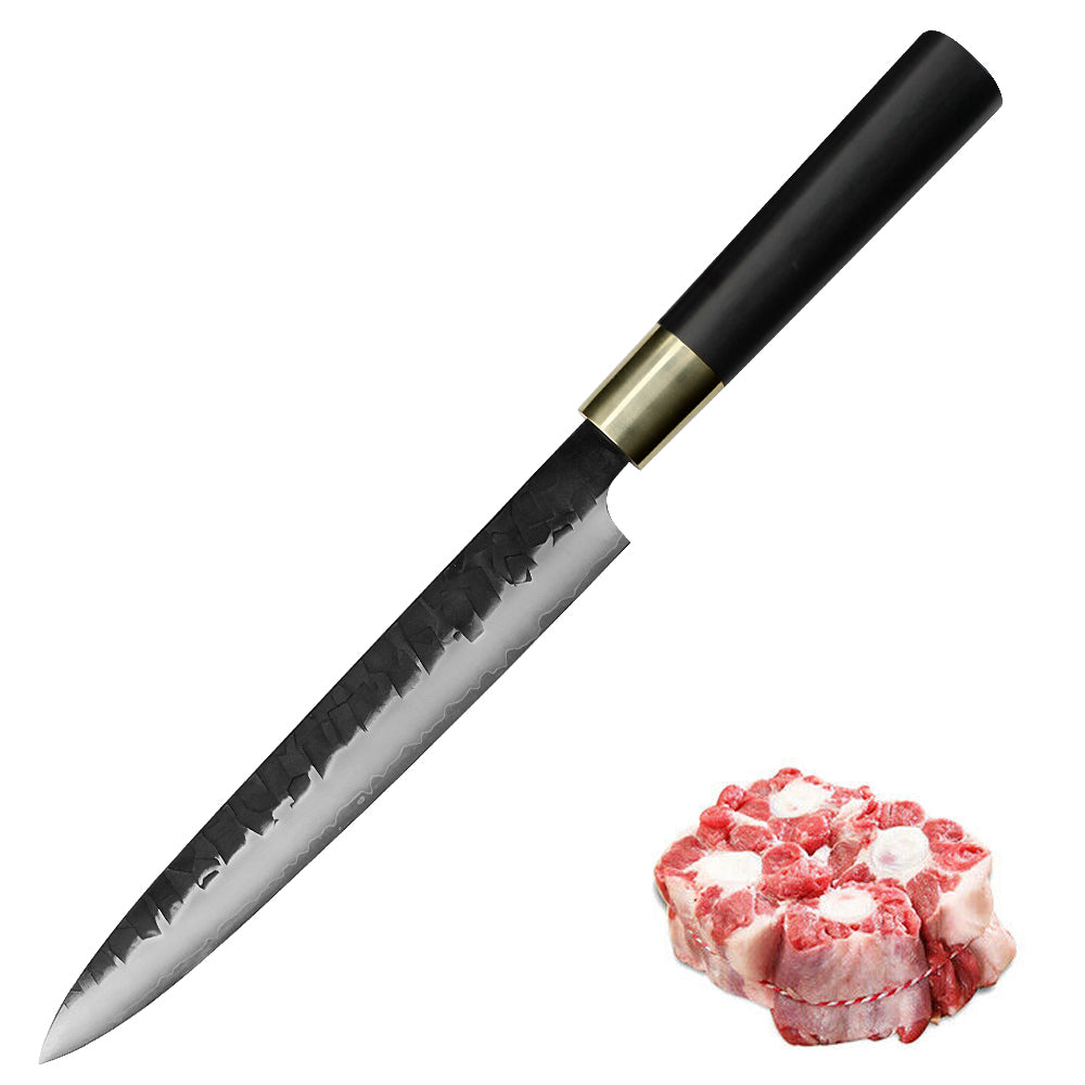 Kajiya Asakusa 9'' YanagiBa - Professional Japanese Kitchen Knife for Sushi & Sashimi Mastery with 3-Layer VG10 Steel Blade & Natural Wooden Handle (Olive/Ebony options)