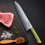 Meteorite PaintedBunting 8.3'' Gyuto - Professional Kitchen Blade for Precision Slicing & Dicing, 67-Layer Damascus Steel with Acrylic Handle