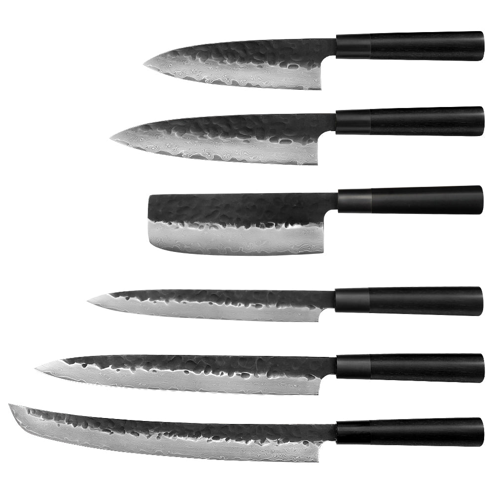 Kajiya Keikoku Japanese Knife Set – 2PCS / 3PCS / 6PCS Options | 67-Layer Damascus Steel | Nakiri, DeBa, Gyuto, Yanagiba, Senmaru | Natural Wood Handle