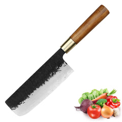 Kajiya Asakusa 7'' Nakiri - Japanese Kitchen Knife for Vegetable Chopping & Precision Slicing with 3-Layer VG10 Steel Blade & Natural Wooden Handle (Olive)