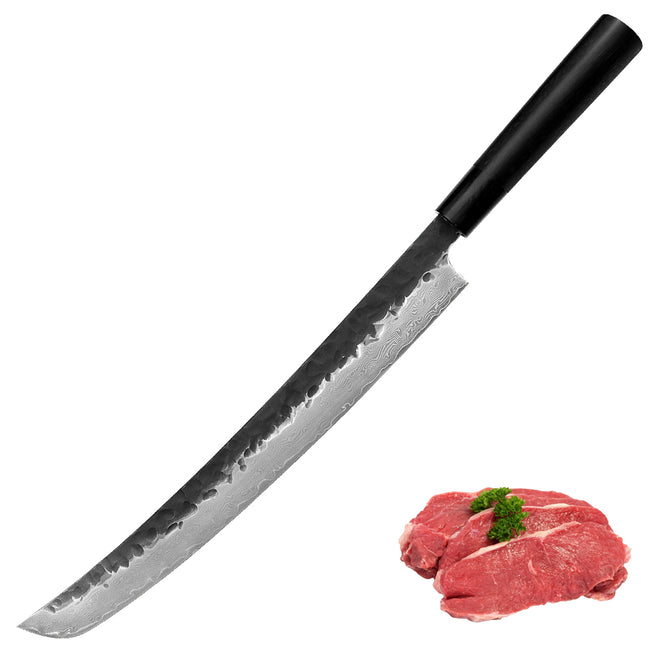 Kajiya Keikoku 13'' Senmaru - Professional Japanese Kitchen Knife for Large Fish Butchering & Sashimi with 67-Layer Damascus VG10 Steel Blade & Natural Wooden Handle (Olive/Ebony options) Main Image