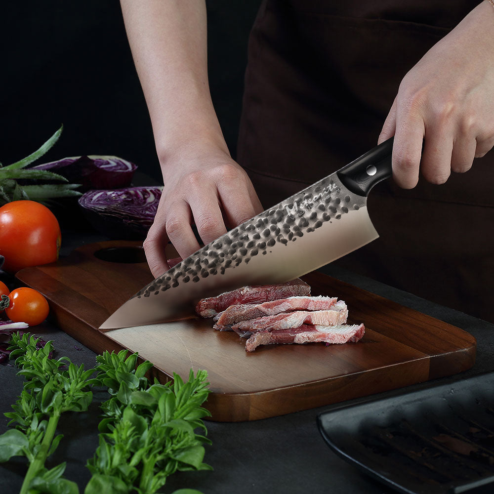 Meteorite Reindeer 9'' Chef Knife - Heavy-Duty Camp Kitchen Knife for Outdoor Cooking & Wild Game Prep｜3.3mm High-Carbon Steel Blade & Non-Slip Grip Handle