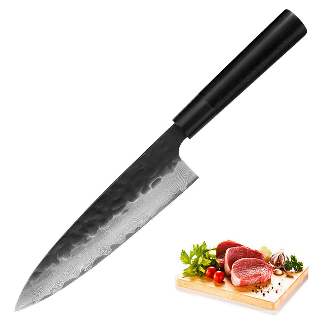 Kajiya Keikoku 9'' Gyuto - Professional Japanese Kitchen Knife for Meat Cutting & Vegetable Slicing with 67-Layer Damascus VG10 Steel Blade & Natural Wooden Handle (Olive/Ebony options) Main Image