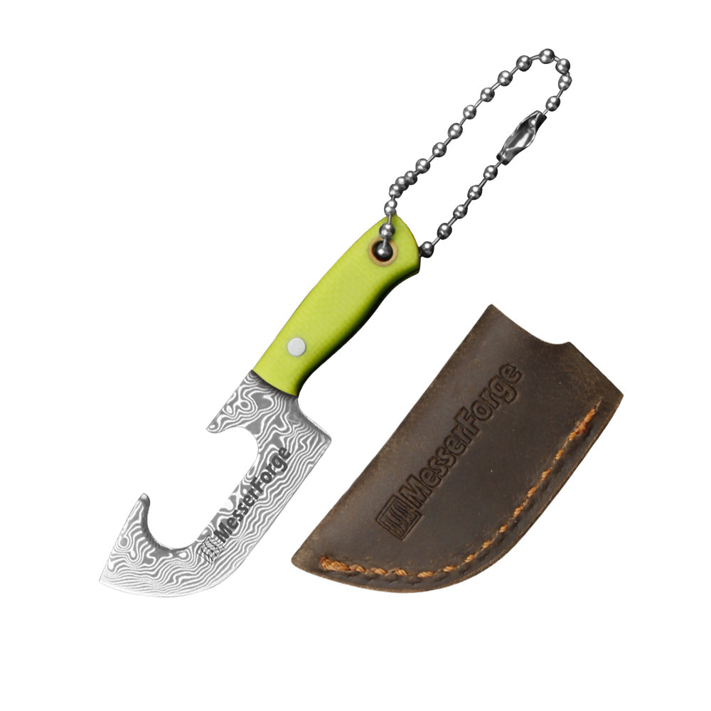 Co-Star 2.8'' Mini Cleaver - Chic Keychain Knife for Urban Adventures & Fruit Snacking｜67-Layer Damascus & Featherlight G10 (Only 9g!)