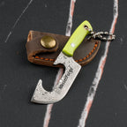 Co-Star 2.8'' Mini Cleaver - Chic Keychain Knife for Urban Adventures & Fruit Snacking｜67-Layer Damascus & Featherlight G10 (Only 9g!)