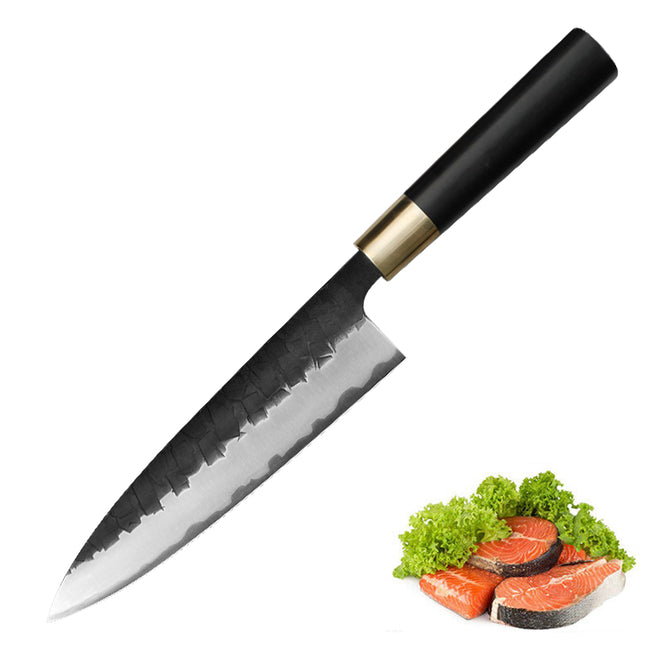 Kajiya Asakusa 9'' Gyuto - Professional Japanese Kitchen Knife for All-Purpose Cooking & Precision Cutting with 3-Layer VG10 Steel Blade & Natural Wooden Handle (Olive/Ebony options) Hover Image