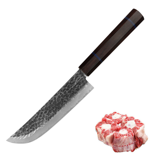 Kajiya Unnan 7" Japanese Hunting knife - Professional Meat & Poultry Deboning with Damascus Steel Blade & Ebony Wood Handle Hover Image