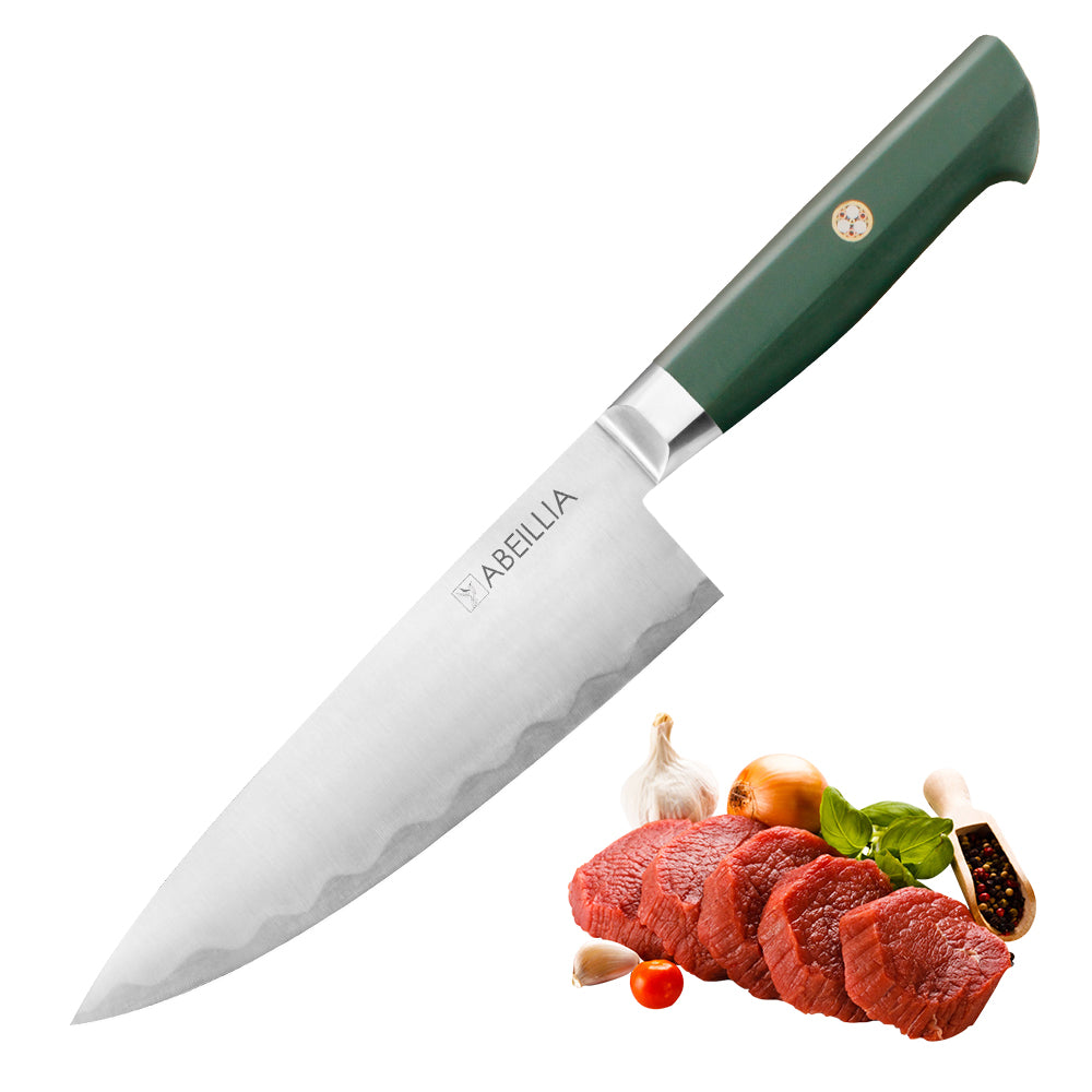 Chef Knife, For Home Daily Cooking, AUS-10/2Cr13 Hybrid Blade, G10 Handle with Steel Bolster – Abeillia Saturn 8 Inch
