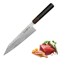 Kajiya Kumano 8'' Kiritsuke - Fashion-Forward Japanese Kitchen Knife for Precision Slicing & Multi-Purpose Cooking with 3-Layer VG10 Steel Blade & OX Horn and Wood Handle