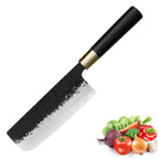 Kajiya Asakusa 7'' Nakiri - Japanese Kitchen Knife for Vegetable Chopping & Precision Slicing with 3-Layer VG10 Steel Blade & Natural Wooden Handle (Olive/Ebony options)