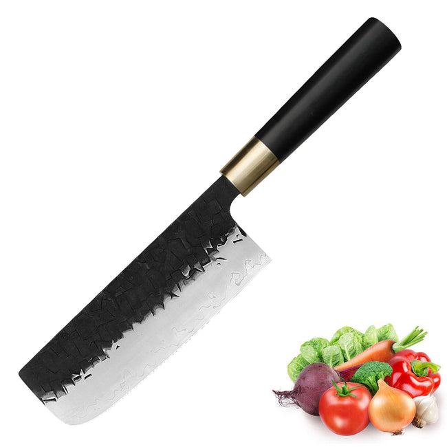 Kajiya Asakusa 7'' Nakiri - Japanese Kitchen Knife for Vegetable Chopping & Precision Slicing with 3-Layer VG10 Steel Blade & Natural Wooden Handle (Olive/Ebony options) Hover Image