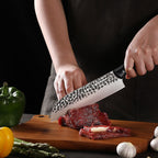 Meteorite Reindeer 8'' Santoku Knife - Outdoor Camp Kitchen Knife for Picnic Food Prep & Bushcraft｜Japanese-Style High-Carbon Stainless Steel  & Grip-Tech G10 Handle