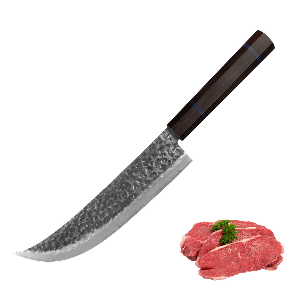 Kajiya Unnan 8.5" Japanese Hunting knife - Professional Meat & Poultry Deboning with Damascus Steel Blade & Ebony Wood Handle