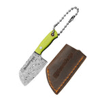 Co-Star 2.6'' Mini Butchers - Fashion Damascus Keychain Knife for Everyday Carry & Fruit Cutting｜Textured G10 Handle & Ultra-Light (17g)