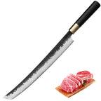 Kajiya Asakusa 13'' Senmaru - Professional Japanese Kitchen Knife for Fish Butchering & Sashimi with 3-Layer VG10 Steel Blade & Natural Wooden Handle (Olive/Ebony options)