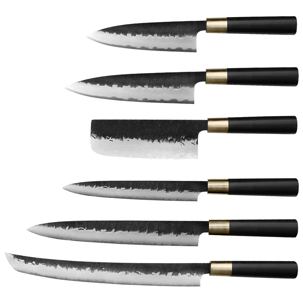 Kajiya Asakusa Japanese Knife Set – 2PCS / 3PCS / 6PCS Options | 3-Layer VG10 Core Steel | Nakiri, DeBa, Gyuto, Yanagiba, Senmaru | Natural Wood Handle
