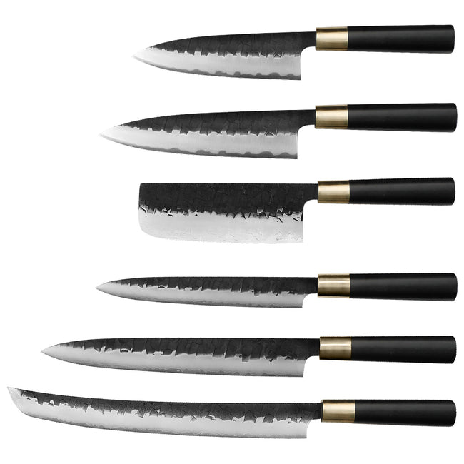 Kajiya Asakusa Japanese Knife Set – 2PCS / 3PCS / 6PCS Options | 3-Layer VG10 Core Steel | Nakiri, DeBa, Gyuto, Yanagiba, Senmaru | Natural Wood Handle Main Image