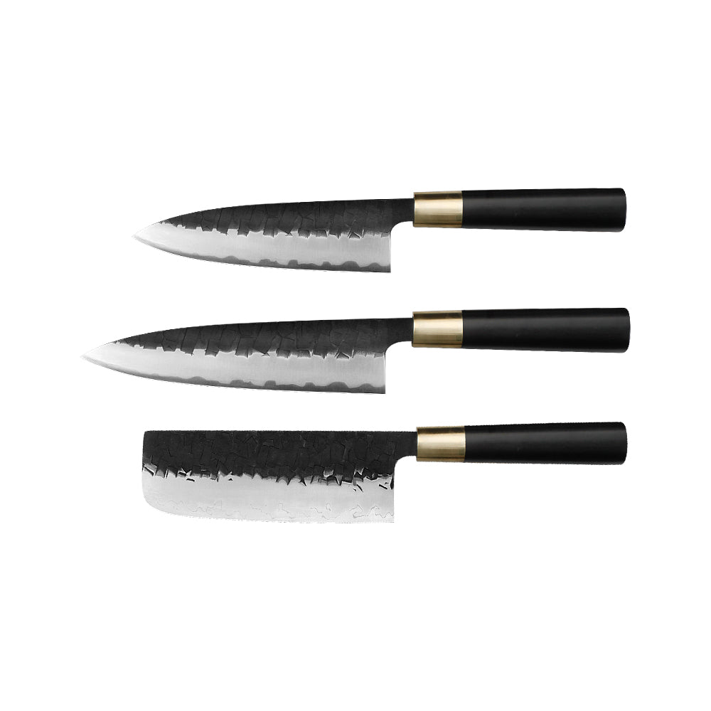 Kajiya Asakusa Japanese Knife Set – 2PCS / 3PCS / 6PCS Options | 3-Layer VG10 Core Steel | Nakiri, DeBa, Gyuto, Yanagiba, Senmaru | Natural Wood Handle