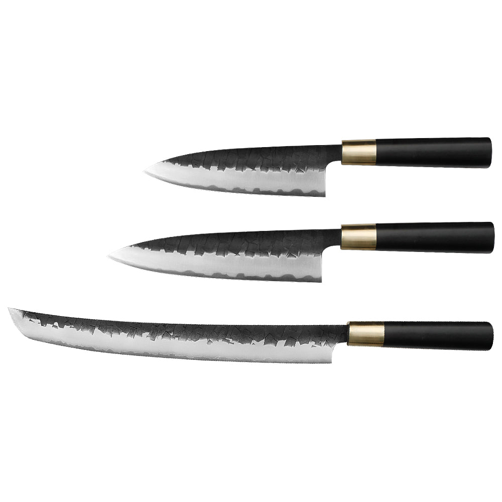 Kajiya Asakusa Japanese Knife Set – 2PCS / 3PCS / 6PCS Options | 3-Layer VG10 Core Steel | Nakiri, DeBa, Gyuto, Yanagiba, Senmaru | Natural Wood Handle
