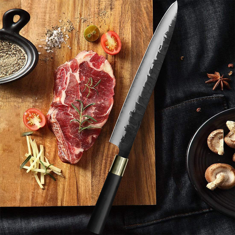 Kajiya Asakusa 11'' YanagiBa - Professional Japanese Kitchen Knife for Sushi & Fish Slicing with 3-Layer VG10 Steel Blade & Natural Wooden Handle (Olive/Ebony options)