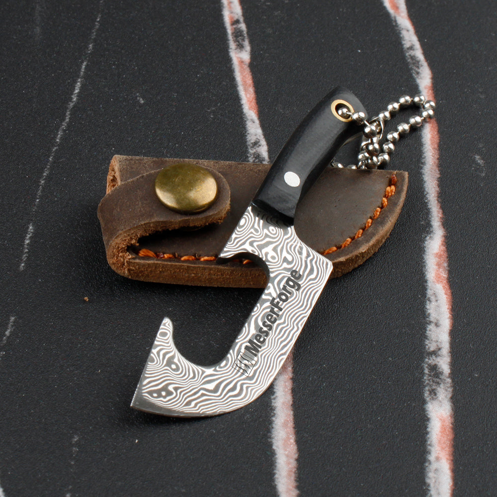 Co-Star 2.8'' Mini Cleaver - Chic Keychain Knife for Urban Adventures & Fruit Snacking｜67-Layer Damascus & Featherlight G10 (Only 9g!)