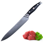 Abellia Libra Professional 9inch Carving Knife Damascus Steel VG10 Meat Slicing Knives with Black G10 Handle