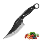 Meteorite Kodiak 7'' Slicing Knife - Heavy-Duty Full-Tang Outdoor Knife for Camp Cooking & Game Processing｜T10 Forged Steel & Natural Wooden Handle (Ebony)