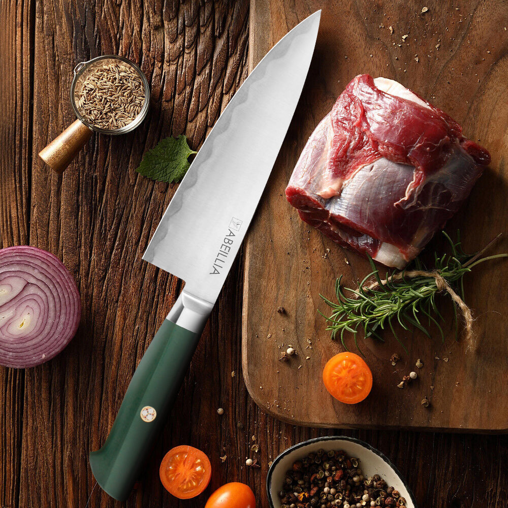 Chef Knife, For Home Daily Cooking, AUS-10/2Cr13 Hybrid Blade, G10 Handle with Steel Bolster – Abeillia Saturn 8 Inch