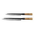 Kajiya Keikoku Japanese Knife Set – 2PCS / 3PCS / 6PCS Options | 67-Layer Damascus Steel | Nakiri, DeBa, Gyuto, Yanagiba, Senmaru | Natural Wood Handle