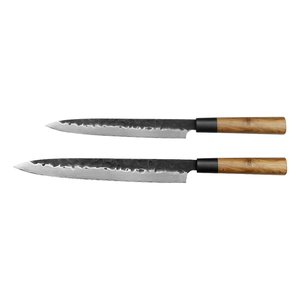 Kajiya Keikoku Japanese Knife Set – 2PCS / 3PCS / 6PCS Options | 67-Layer Damascus Steel | Nakiri, DeBa, Gyuto, Yanagiba, Senmaru | Natural Wood Handle