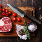 Kajiya Unnan 7" Santoku  - Professional Chef's Choice Multi-Purpose Cutting with 67-Layer Damascus Steel & Ebony Wood Handle