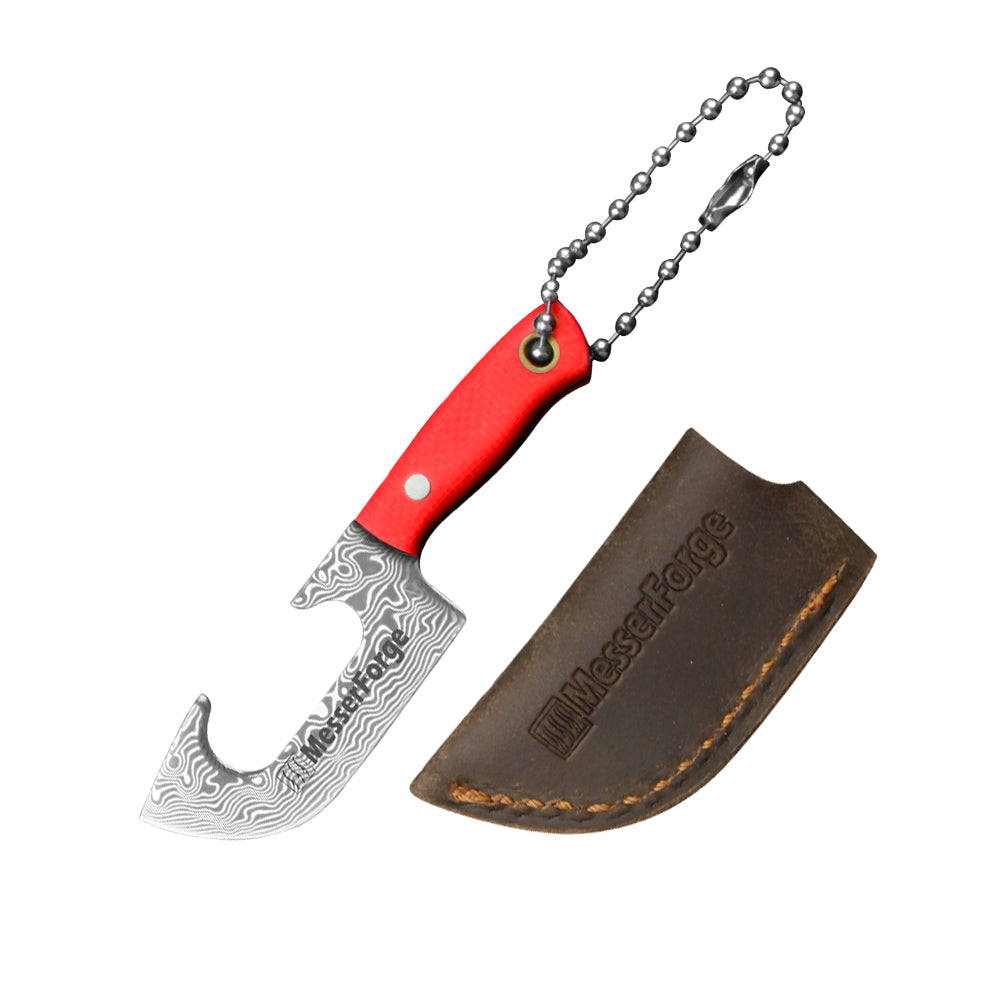 Co-Star 2.8'' Mini Cleaver - Chic Keychain Knife for Urban Adventures & Fruit Snacking｜67-Layer Damascus & Featherlight G10 (Only 9g!)