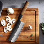 Kajiya Keikoku 7'' Nakiri - Japanese Kitchen Knife for Vegetable Chopping & Precision Slicing with 3-Layer VG10 Steel Blade & Natural Wooden Handle (Olive/Ebony options)