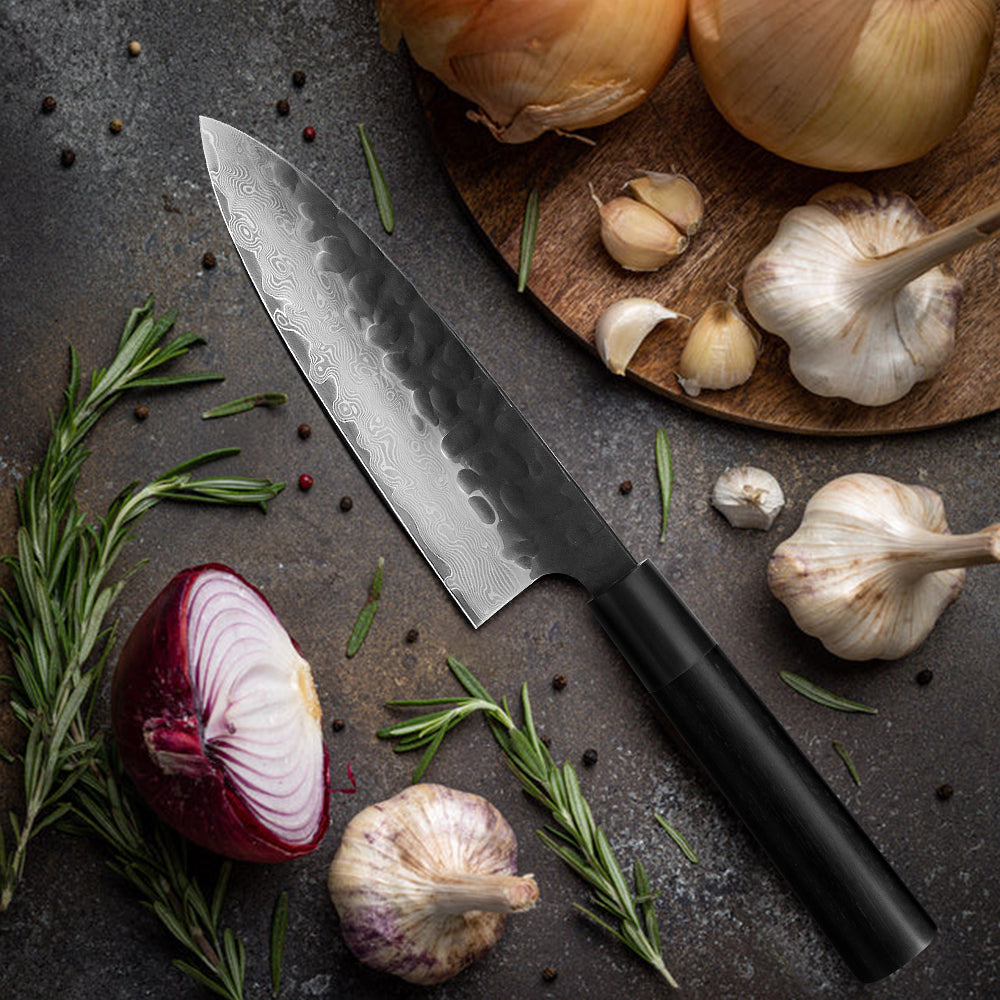 Kajiya Keikoku 7'' Deba - Professional Japanese Kitchen Knife for Fish Deboning & Heavy-Duty Butchering with 67-Layer Damascus VG10 Steel blade & Natural Wooden Handle (Ebony)