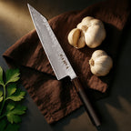 Kajiya Kumano 8'' Kiritsuke - Fashion-Forward Japanese Kitchen Knife for Precision Slicing & Multi-Purpose Cooking with 3-Layer VG10 Steel Blade & OX Horn and Wood Handle