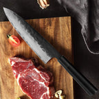 Kajiya Keikoku 9'' Gyuto - Professional Japanese Kitchen Knife for Meat Cutting & Vegetable Slicing with 67-Layer Damascus VG10 Steel Blade & Natural Wooden Handle (Olive/Ebony options)