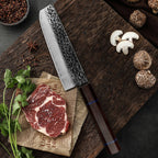 Kajiya Unnan 7" Nakiri -  Japanese  Professional Precision Slicing For Vegetables with Damascus Steel Blade & Ebony Wood Handle