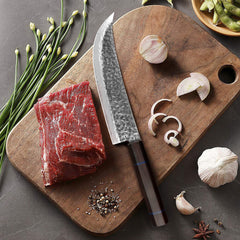 Kajiya Unnan 8.5" Japanese Hunting knife - Professional Meat & Poultry Deboning with Damascus Steel Blade & Ebony Wood Handle