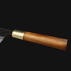 Kajiya Asakusa 7'' Nakiri - Japanese Kitchen Knife for Vegetable Chopping & Precision Slicing with 3-Layer VG10 Steel Blade & Natural Wooden Handle (Olive)
