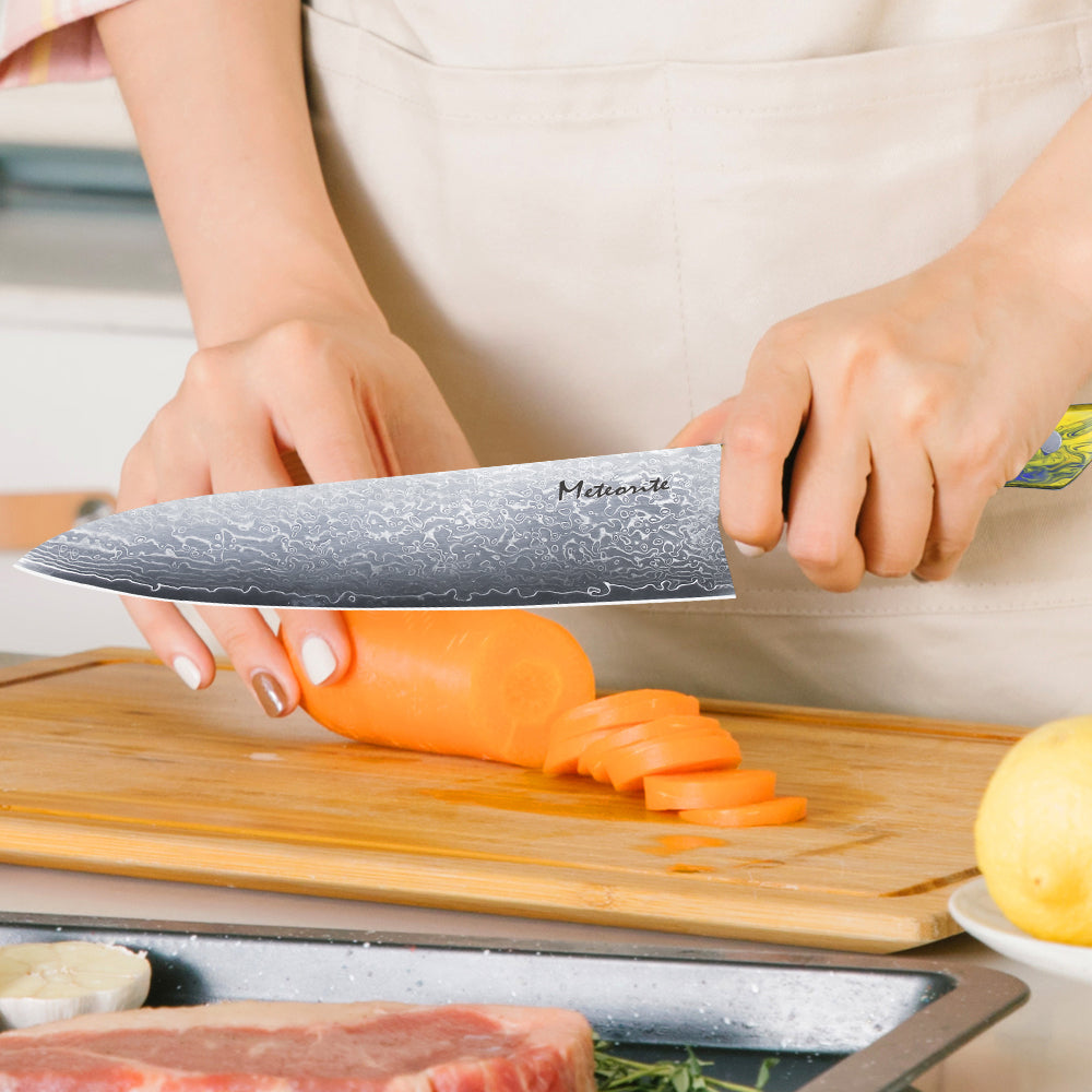 Meteorite PaintedBunting 8.3'' Gyuto - Professional Kitchen Blade for Precision Slicing & Dicing, 67-Layer Damascus Steel with Acrylic Handle